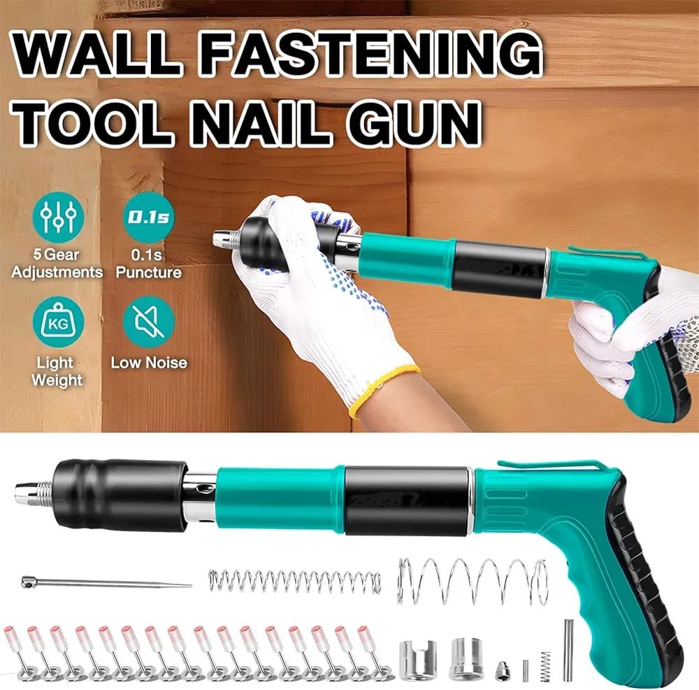 مسدس تثبيت المسامير مع 100 مسمار مجاني